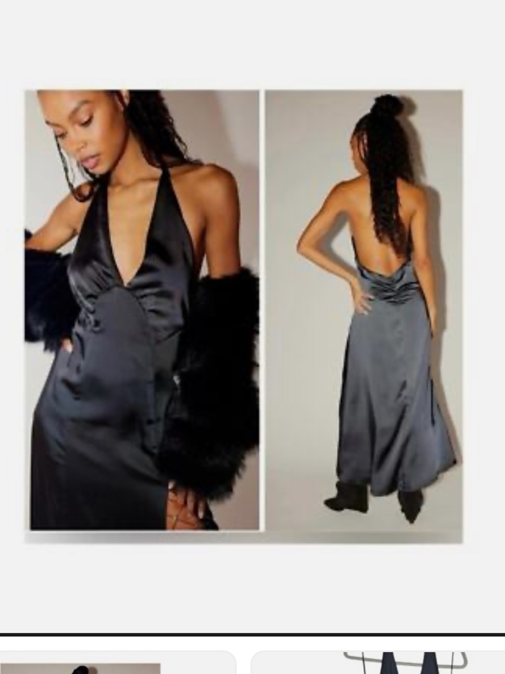 Free People Black Satin Halter Backless Maxi Dress